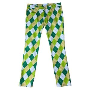Loudmouth Golf Pants Argyle print slim Fit Women’s 34” Preppy Sporty Low Rise